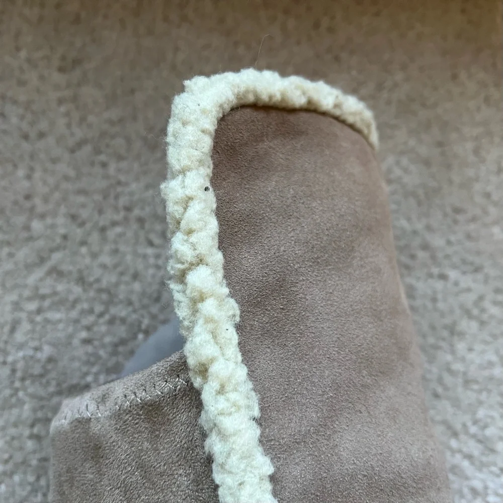 Sole Society “Juno” Over the Knee Boot Suede w Faux Shearling Trim - Taupe
